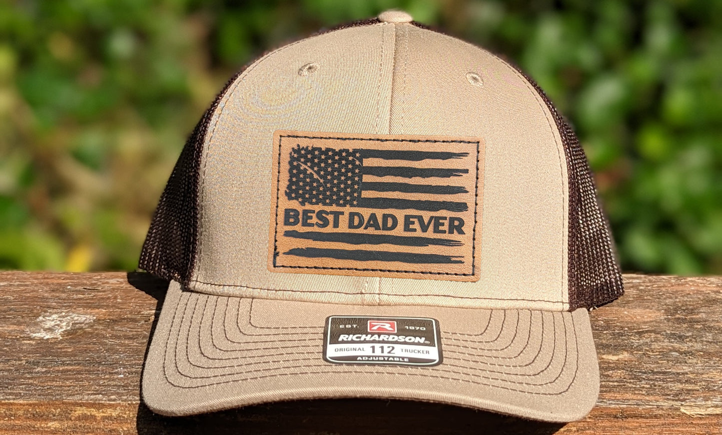 Richardson 112 Trucker Hat - American Flag/Best Dad Ever