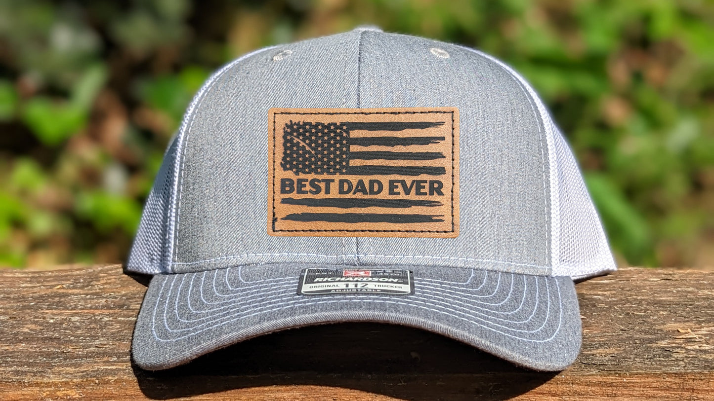 Richardson 112 Trucker Hat - American Flag/Best Dad Ever