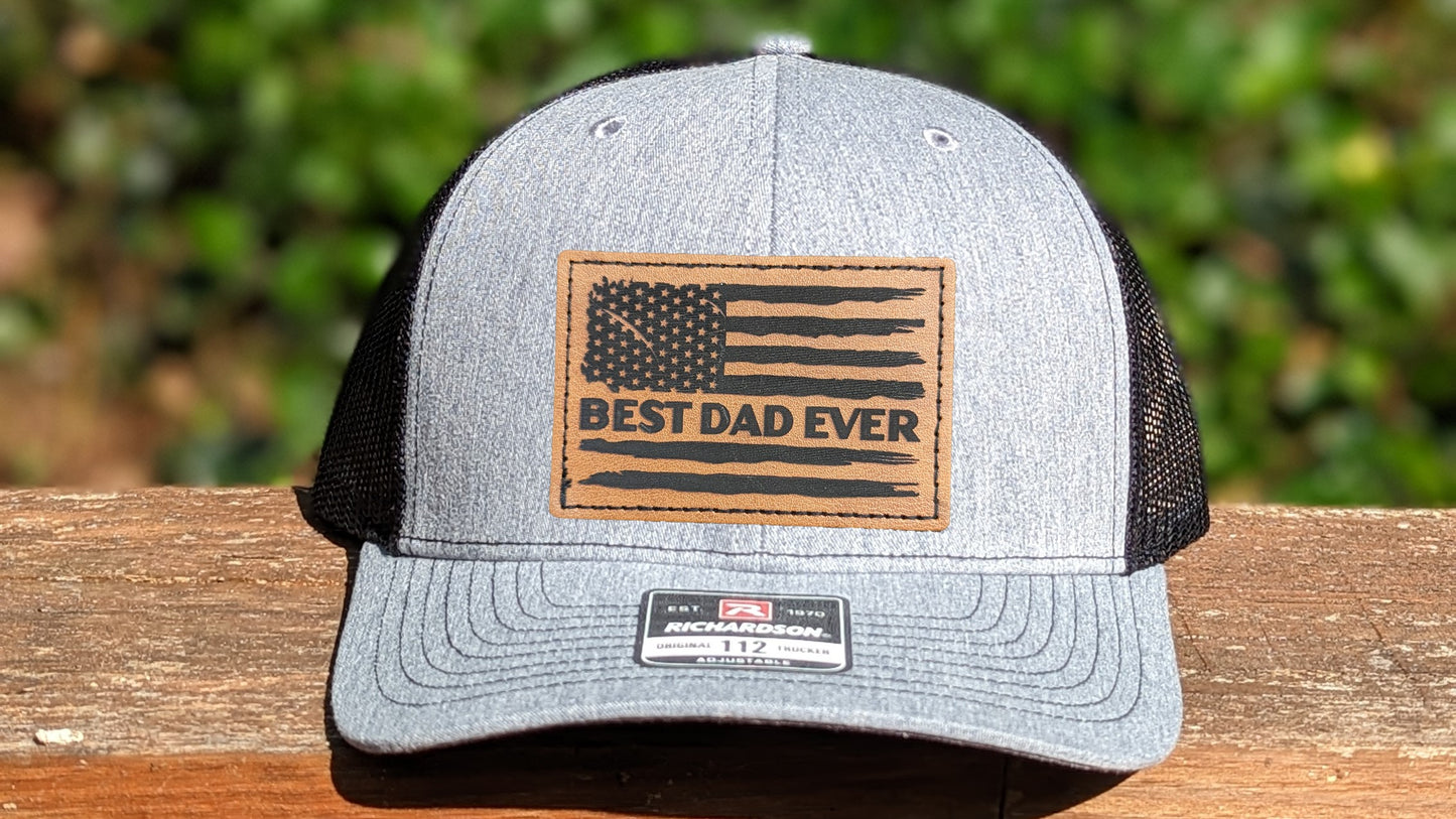 Richardson 112 Trucker Hat - American Flag/Best Dad Ever