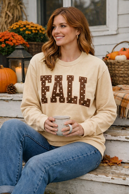 Long Sleeve FALL Varstity Chocolate Polka Dot