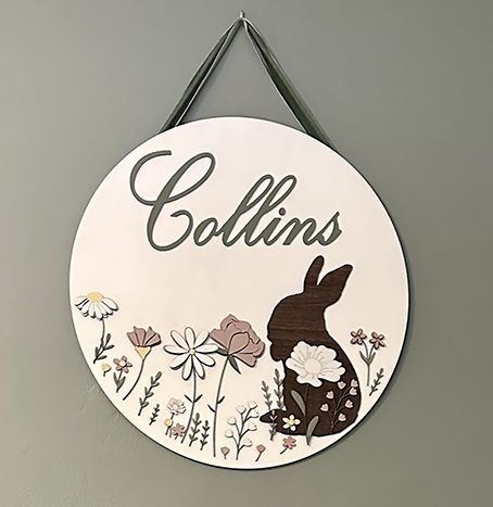 Personalized Kids Flower & Bunny Name Sign