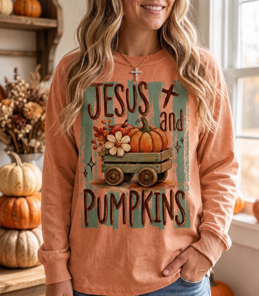 Long  Sleeve Jesus and Pumpkins