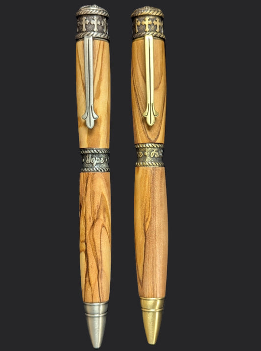 Faith Hope Love Bethlehem Olive Wood Twist Pen