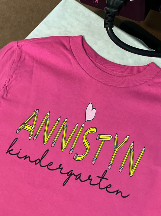 Custom Name and Grade - Pencil T-shirt