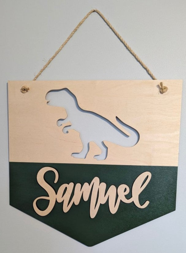 Personalized Kids Dinosaur Name Sign