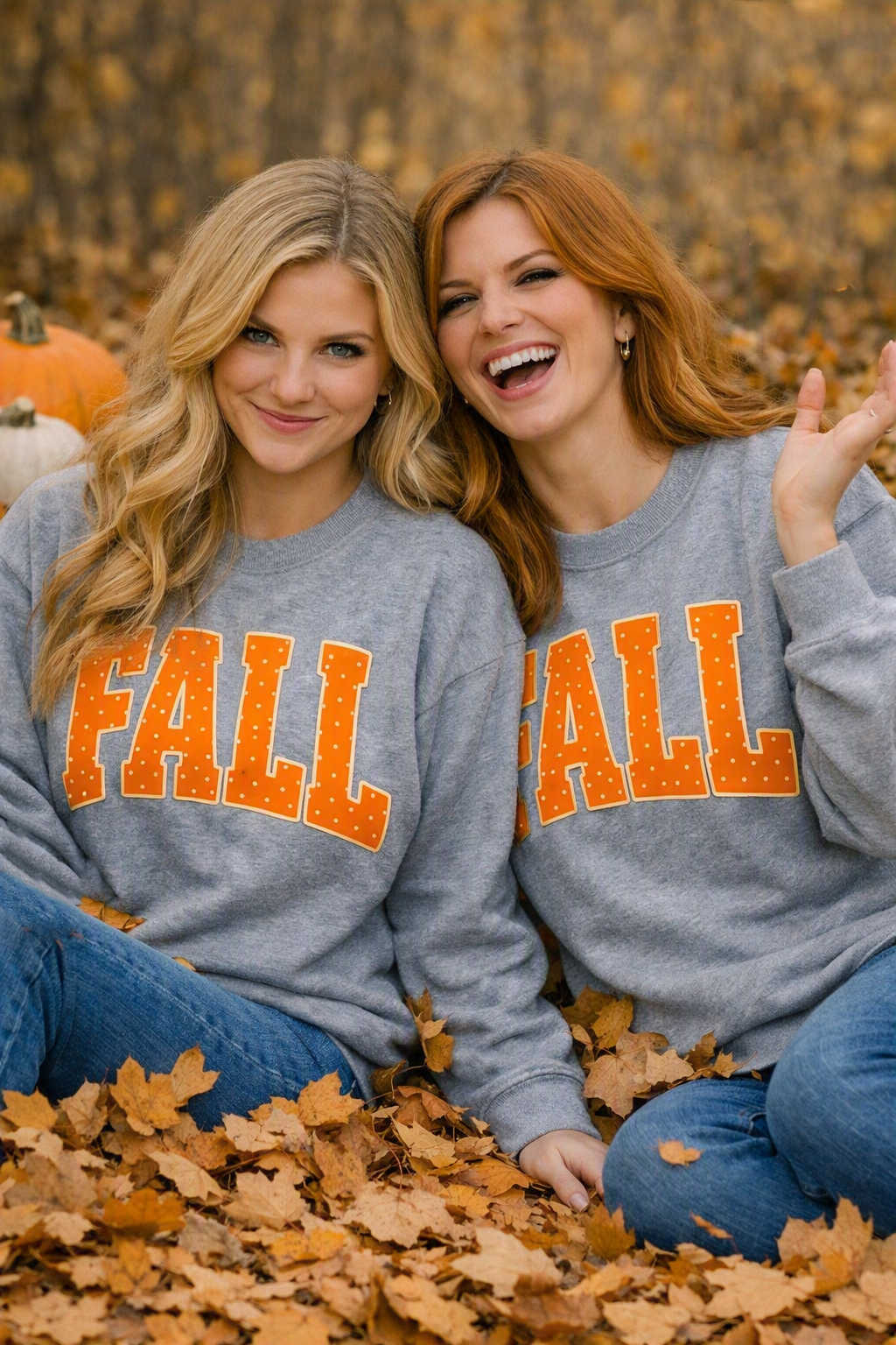 Long Sleeve FALL Varstity Orange Polka Dot
