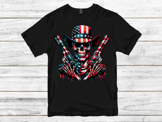 Skull with American Flag T-Shirt