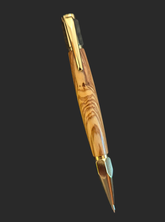 Olive Wood Vertex Click Pen Gold