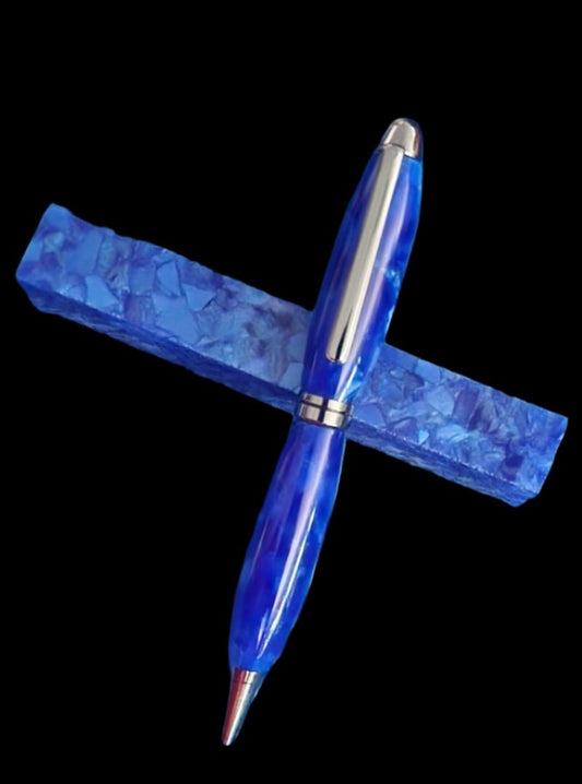 Black Titanium Summit Pen with Acrylic Acetate - Sapphire Blue