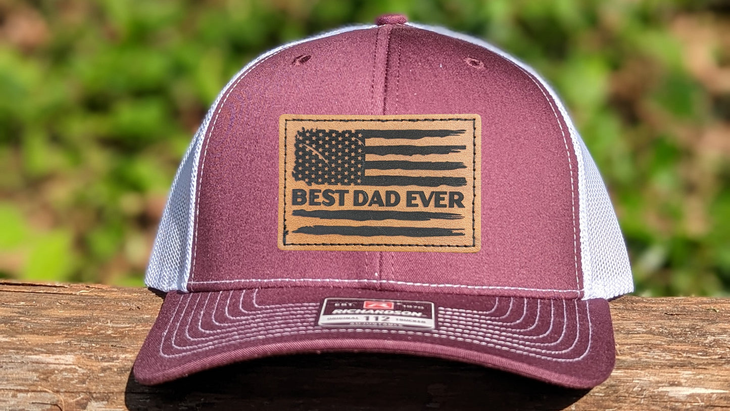 Richardson 112 Trucker Hat -  American Flag/Best Dad Ever